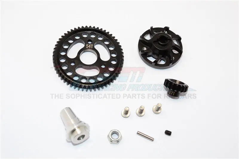 Traxxas Slash 4X4 Lcg Aluminum Gear Adapter With Steel 32 Pitch 54T Spur Gear & 17T Motor Gear - 1 Set Black 1
