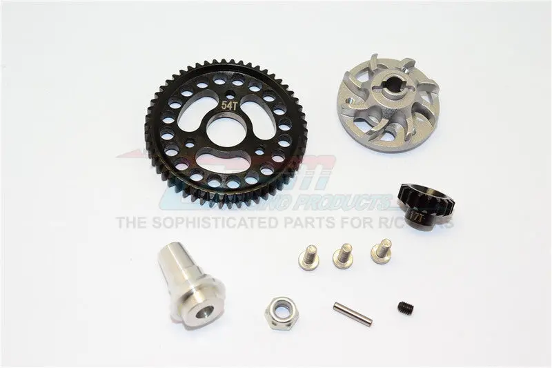 Traxxas Slash 4X4 Lcg Aluminum Gear Adapter With Steel 32 Pitch 54T Spur Gear & 17T Motor Gear - 1 Set Gray Silver 1