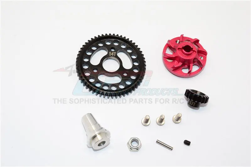 Traxxas Slash 4X4 Lcg Aluminum Gear Adapter With Steel 32 Pitch 54T Spur Gear & 17T Motor Gear - 1 Set Red 1