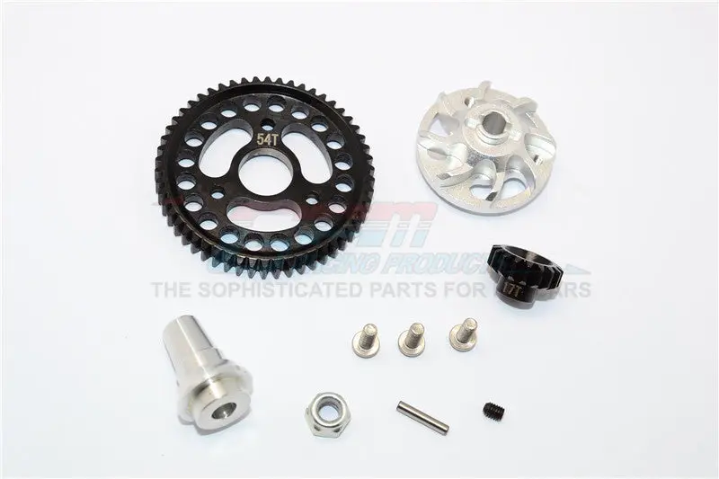 Traxxas Slash 4X4 Lcg Aluminum Gear Adapter With Steel 32 Pitch 54T Spur Gear & 17T Motor Gear - 1 Set Silver 1