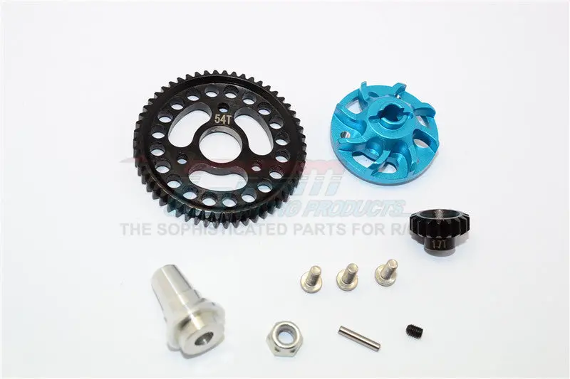 Traxxas Slash 4X4 Lcg Aluminum Gear Adapter With Steel 32 Pitch 54T Spur Gear & 17T Motor Gear - 1 Set Sky Blue 1