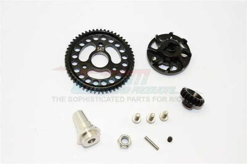 Traxxas Slash 4X4 Lcg Aluminum Gear Adapter With Steel 32 Pitch 54T Spur Gear & 18T Motor Gear - 1 Set Black 1