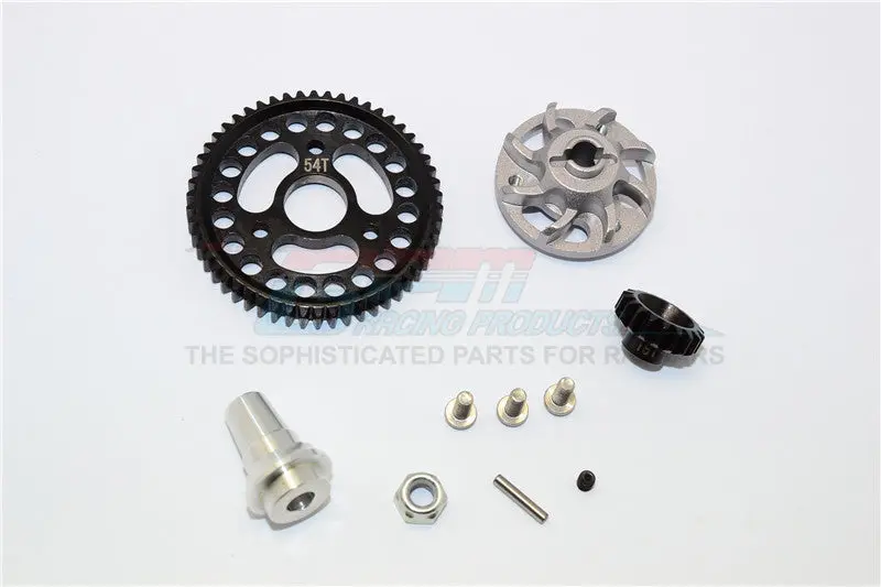 Traxxas Slash 4X4 Lcg Aluminum Gear Adapter With Steel 32 Pitch 54T Spur Gear & 18T Motor Gear - 1 Set Gray Silver 1