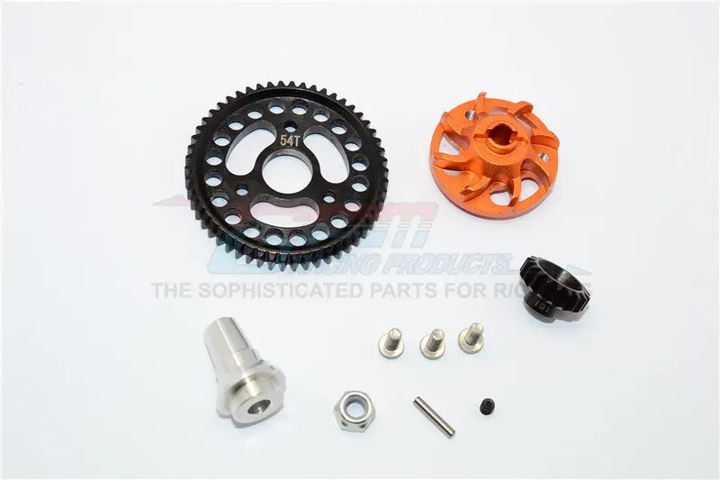 Traxxas Slash 4X4 Lcg Aluminum Gear Adapter With Steel 32 Pitch 54T Spur Gear & 18T Motor Gear - 1 Set Orange 1