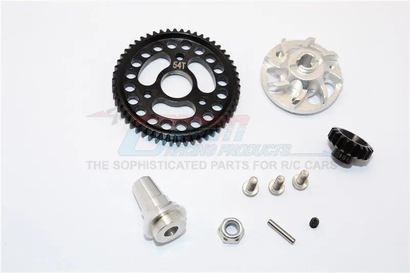 Traxxas Slash 4X4 Lcg Aluminum Gear Adapter With Steel 32 Pitch 54T Spur Gear & 18T Motor Gear - 1 Set Silver 1
