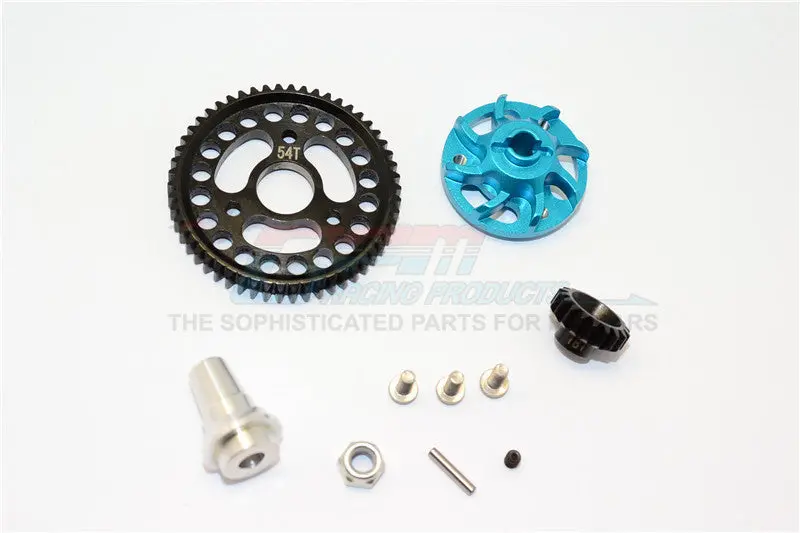 Traxxas Slash 4X4 Lcg Aluminum Gear Adapter With Steel 32 Pitch 54T Spur Gear & 18T Motor Gear - 1 Set Sky Blue 1