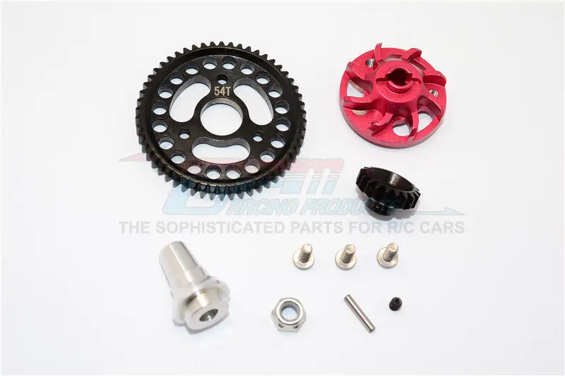 Traxxas Slash 4X4 Lcg Aluminum Gear Adapter With Steel 32 Pitch 54T Spur Gear & 19T Motor Gear - 1 Set Red 1
