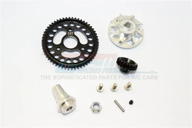 Traxxas Slash 4X4 Lcg Aluminum Gear Adapter With Steel 32 Pitch 54T Spur Gear & 19T Motor Gear - 1 Set Silver 1