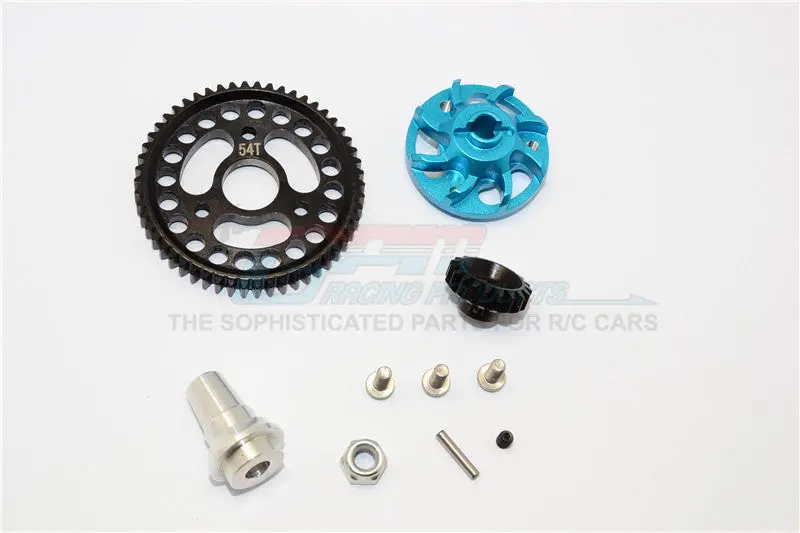 Traxxas Slash 4X4 Lcg Aluminum Gear Adapter With Steel 32 Pitch 54T Spur Gear & 19T Motor Gear - 1 Set Sky Blue 1