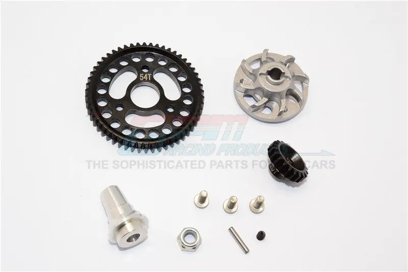 Traxxas Slash 4X4 Lcg Aluminum Gear Adapter With Steel 32 Pitch 54T Spur Gear & 20T Motor Gear - 1 Set Gray Silver 1
