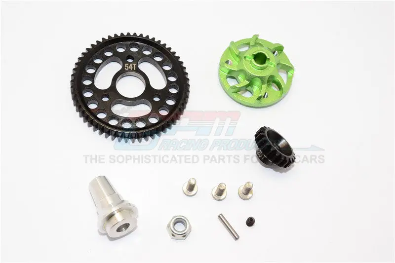 Traxxas Slash 4X4 Lcg Aluminum Gear Adapter With Steel 32 Pitch 54T Spur Gear & 20T Motor Gear - 1 Set Green 1