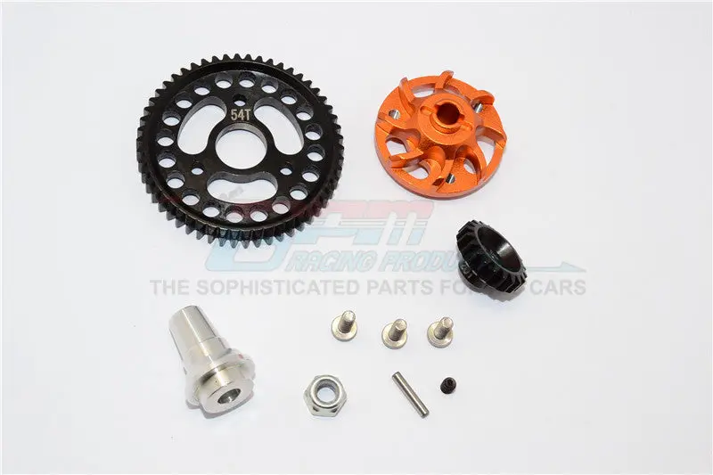 Traxxas Slash 4X4 Lcg Aluminum Gear Adapter With Steel 32 Pitch 54T Spur Gear & 20T Motor Gear - 1 Set Orange 1