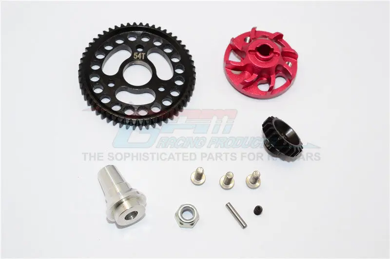 Traxxas Slash 4X4 Lcg Aluminum Gear Adapter With Steel 32 Pitch 54T Spur Gear & 20T Motor Gear - 1 Set Red 1