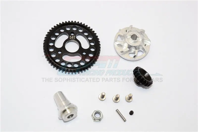 Traxxas Slash 4X4 Lcg Aluminum Gear Adapter With Steel 32 Pitch 54T Spur Gear & 20T Motor Gear - 1 Set Silver 1