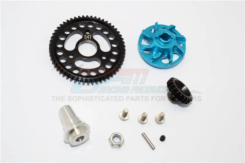 Traxxas Slash 4X4 Lcg Aluminum Gear Adapter With Steel 32 Pitch 54T Spur Gear & 20T Motor Gear - 1 Set Sky Blue 1