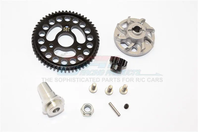 Traxxas Slash 4X4 Lcg Aluminum Gear Adapter With Steel 32 Pitch 56T Spur Gear & 13T Motor Gear - 1 Set Gray Silver 1