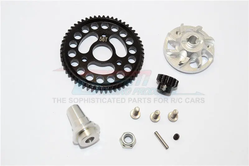 Traxxas Slash 4X4 Lcg Aluminum Gear Adapter With Steel 32 Pitch 56T Spur Gear & 13T Motor Gear - 1 Set Silver 1