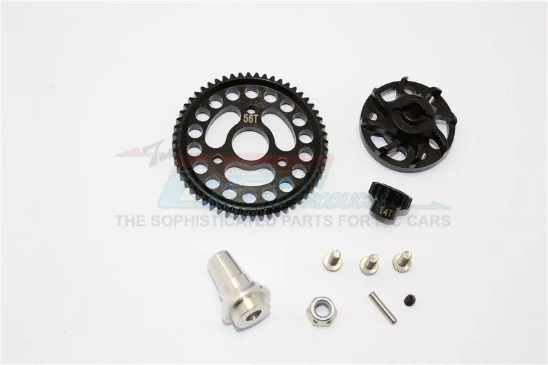 Traxxas Slash 4X4 Lcg Aluminum Gear Adapter With Steel 32 Pitch 56T Spur Gear & 14T Motor Gear - 1 Set Black 1