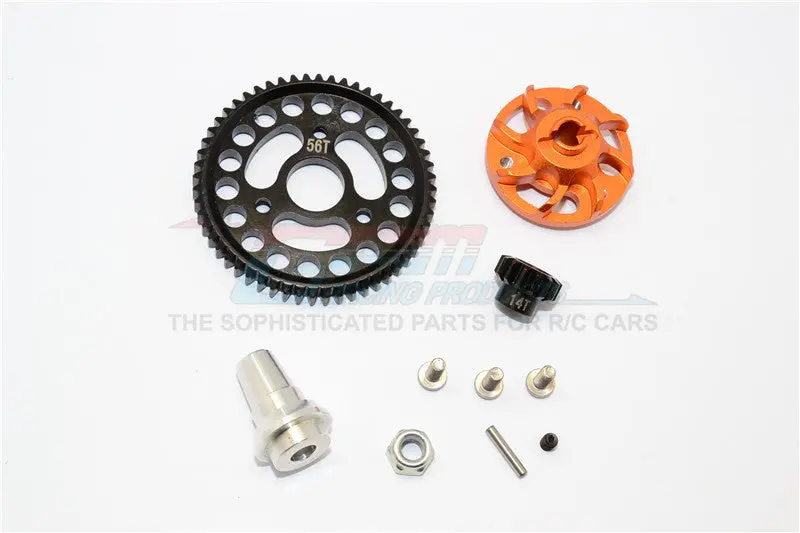 Traxxas Slash 4X4 Lcg Aluminum Gear Adapter With Steel 32 Pitch 56T Spur Gear & 14T Motor Gear - 1 Set Orange 1