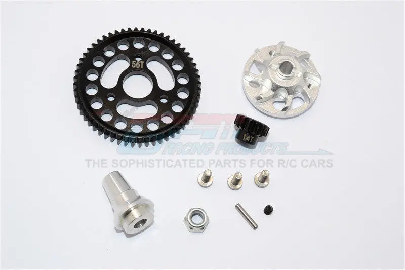 Traxxas Slash 4X4 Lcg Aluminum Gear Adapter With Steel 32 Pitch 56T Spur Gear & 14T Motor Gear - 1 Set Silver 1