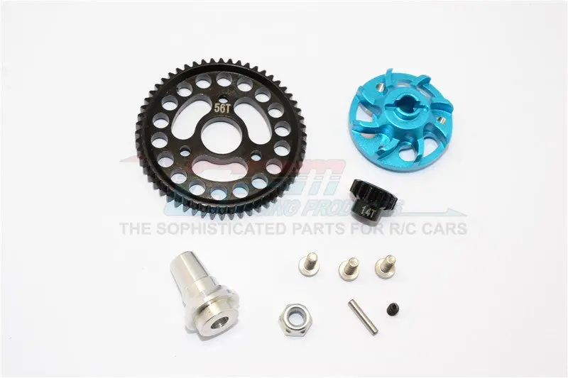 Traxxas Slash 4X4 Lcg Aluminum Gear Adapter With Steel 32 Pitch 56T Spur Gear & 14T Motor Gear - 1 Set Sky Blue 1