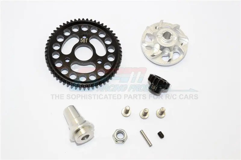 Traxxas Slash 4X4 Lcg Aluminum Gear Adapter With Steel 32 Pitch 56T Spur Gear & 15T Motor Gear - 1 Set Silver 1