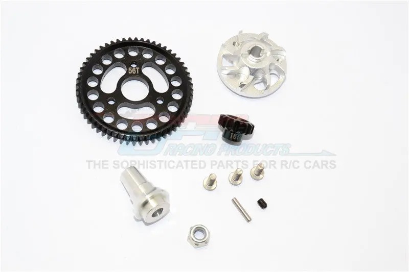 Traxxas Slash 4X4 Lcg Aluminum Gear Adapter With Steel 32 Pitch 56T Spur Gear & 16T Motor Gear - 1 Set Silver 1