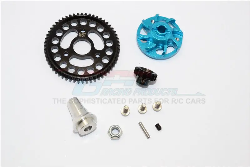 Traxxas Slash 4X4 Lcg Aluminum Gear Adapter With Steel 32 Pitch 56T Spur Gear & 16T Motor Gear - 1 Set Sky Blue 1