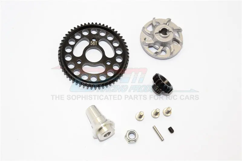 Traxxas Slash 4X4 Lcg Aluminum Gear Adapter With Steel 32 Pitch 56T Spur Gear & 17T Motor Gear - 1 Set Gray Silver 1