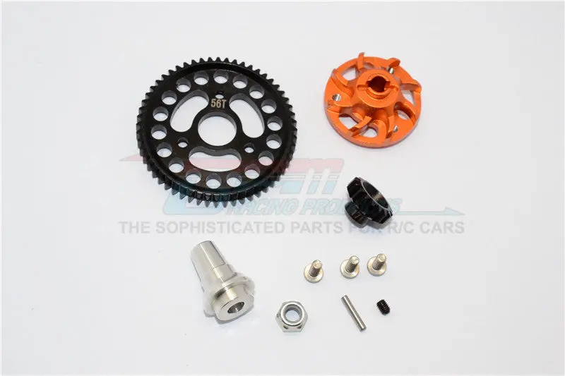 Traxxas Slash 4X4 Lcg Aluminum Gear Adapter With Steel 32 Pitch 56T Spur Gear & 17T Motor Gear - 1 Set Orange 1