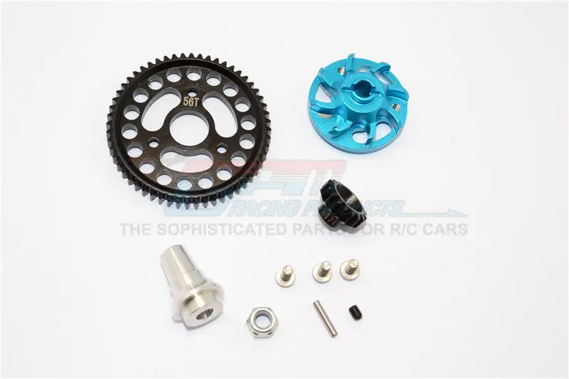 Traxxas Slash 4X4 Lcg Aluminum Gear Adapter With Steel 32 Pitch 56T Spur Gear & 17T Motor Gear - 1 Set Sky Blue 1