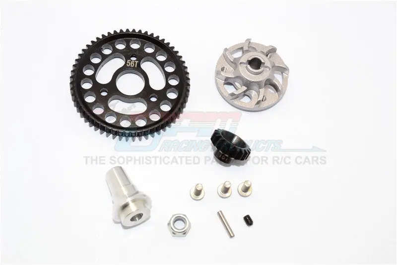 Traxxas Slash 4X4 Lcg Aluminum Gear Adapter With Steel 32 Pitch 56T Spur Gear & 18T Motor Gear - 1 Set Gray Silver 1