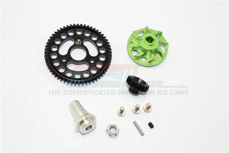Traxxas Slash 4X4 Lcg Aluminum Gear Adapter With Steel 32 Pitch 56T Spur Gear & 18T Motor Gear - 1 Set Green 1