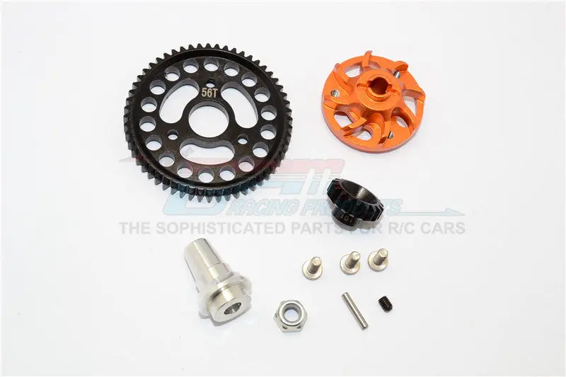 Traxxas Slash 4X4 Lcg Aluminum Gear Adapter With Steel 32 Pitch 56T Spur Gear & 18T Motor Gear - 1 Set Orange 1