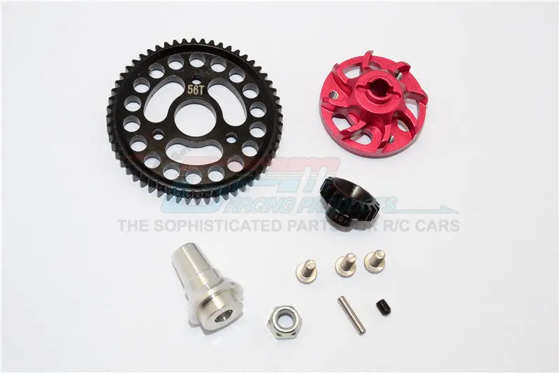 Traxxas Slash 4X4 Lcg Aluminum Gear Adapter With Steel 32 Pitch 56T Spur Gear & 18T Motor Gear - 1 Set Red 1