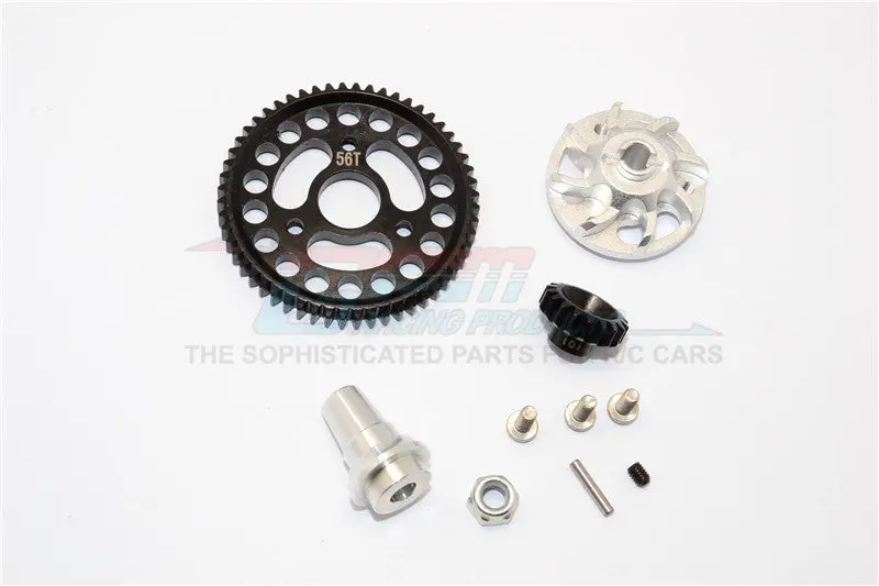 Traxxas Slash 4X4 Lcg Aluminum Gear Adapter With Steel 32 Pitch 56T Spur Gear & 18T Motor Gear - 1 Set Silver 1
