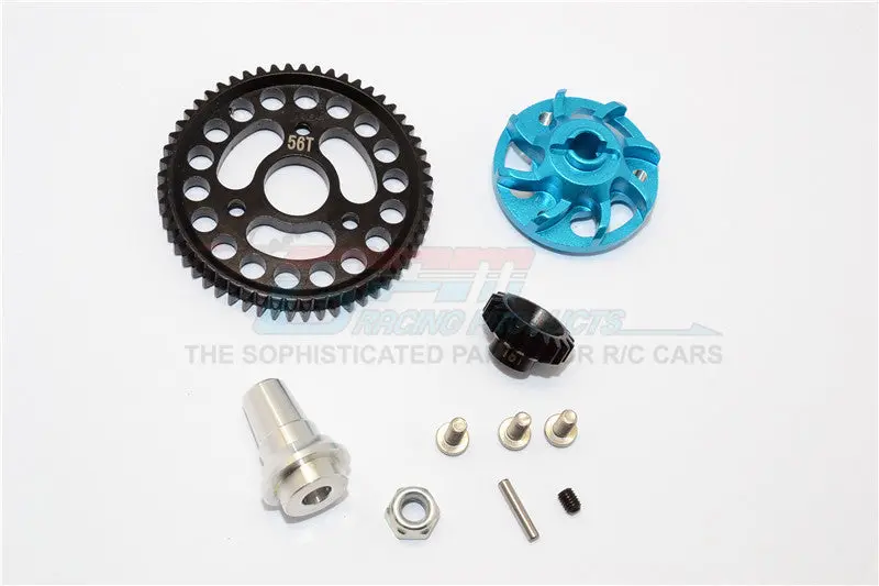 Traxxas Slash 4X4 Lcg Aluminum Gear Adapter With Steel 32 Pitch 56T Spur Gear & 18T Motor Gear - 1 Set Sky Blue 1