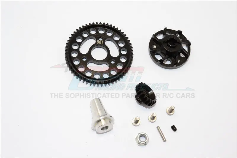 Traxxas Slash 4X4 Lcg Aluminum Gear Adapter With Steel 32 Pitch 56T Spur Gear & 19T Motor Gear - 1 Set Black 1
