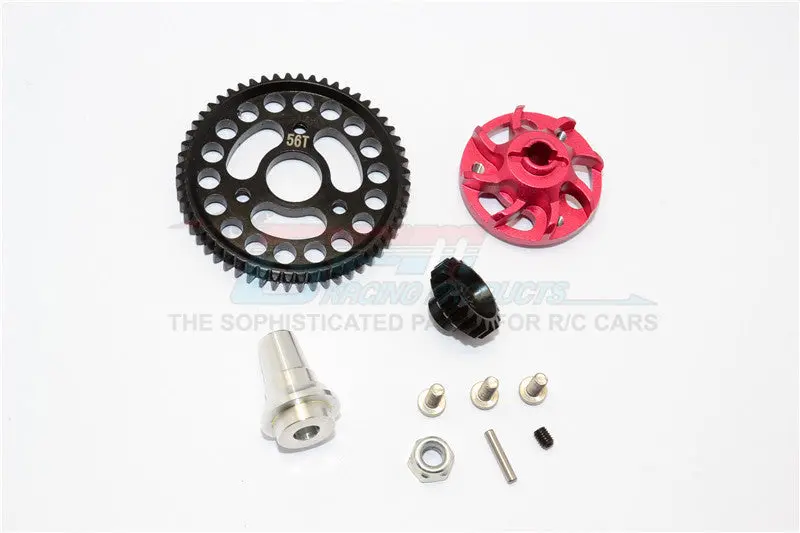 Traxxas Slash 4X4 Lcg Aluminum Gear Adapter With Steel 32 Pitch 56T Spur Gear & 19T Motor Gear - 1 Set Red 1