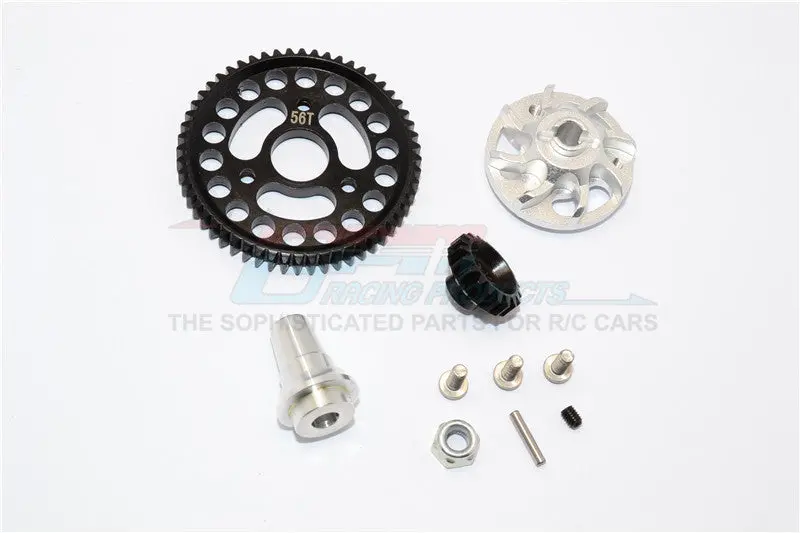Traxxas Slash 4X4 Lcg Aluminum Gear Adapter With Steel 32 Pitch 56T Spur Gear & 19T Motor Gear - 1 Set Silver 1