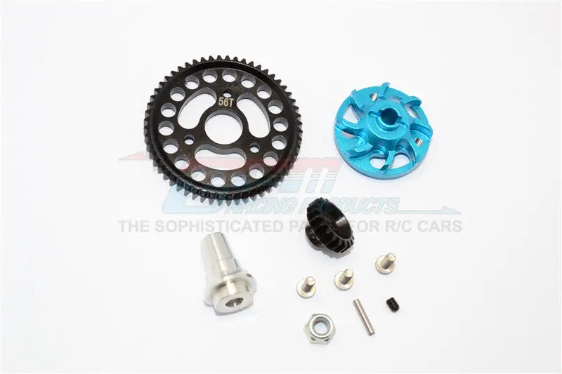 Traxxas Slash 4X4 Lcg Aluminum Gear Adapter With Steel 32 Pitch 56T Spur Gear & 19T Motor Gear - 1 Set Sky Blue 1