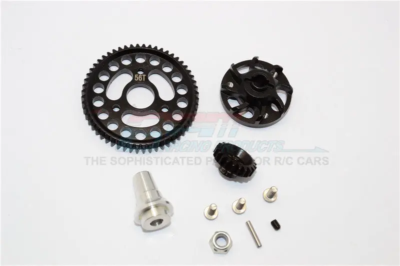 Traxxas Slash 4X4 Lcg Aluminum Gear Adapter With Steel 32 Pitch 56T Spur Gear & 20T Motor Gear - 1 Set Black 1
