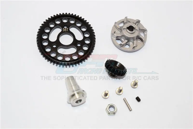 Traxxas Slash 4X4 Lcg Aluminum Gear Adapter With Steel 32 Pitch 56T Spur Gear & 20T Motor Gear - 1 Set Gray Silver 1