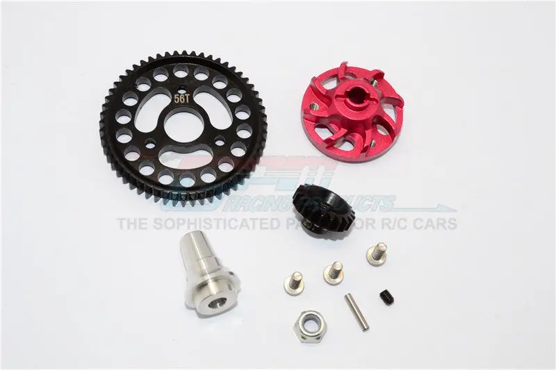 Traxxas Slash 4X4 Lcg Aluminum Gear Adapter With Steel 32 Pitch 56T Spur Gear & 20T Motor Gear - 1 Set Red 1