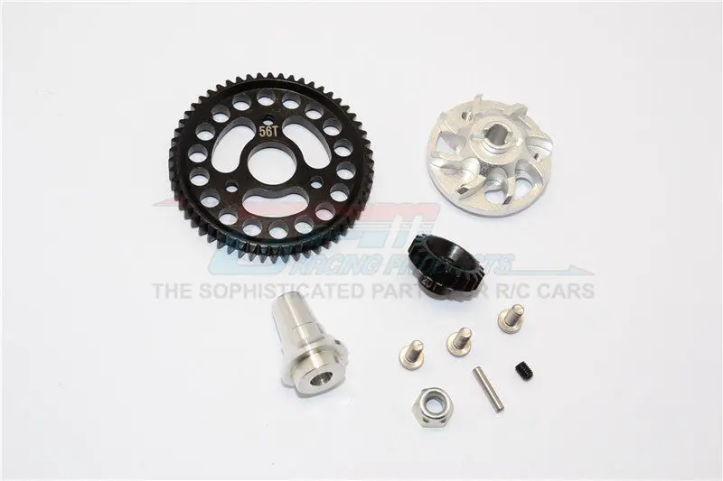 Traxxas Slash 4X4 Lcg Aluminum Gear Adapter With Steel 32 Pitch 56T Spur Gear & 20T Motor Gear - 1 Set Silver 1