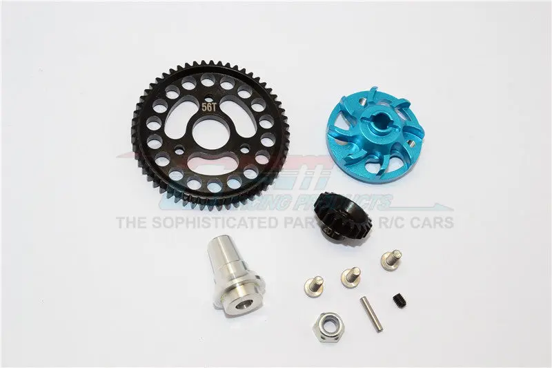 Traxxas Slash 4X4 Lcg Aluminum Gear Adapter With Steel 32 Pitch 56T Spur Gear & 20T Motor Gear - 1 Set Sky Blue 1