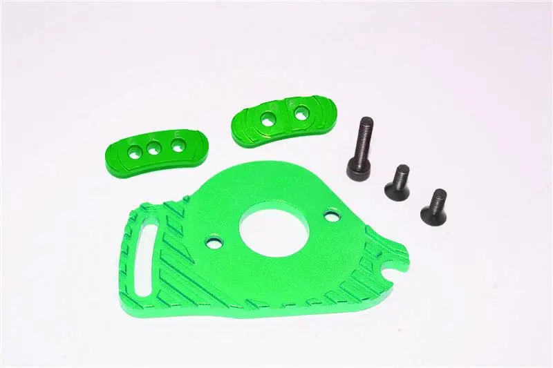 Traxxas Slash 4X4 Low-Cg Version Aluminum Fixed Gear Adapter + Motor Heatsink Mount - 6Pc Set Green 1