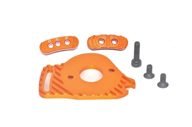 Traxxas Slash 4X4 Low-Cg Version Aluminum Fixed Gear Adapter + Motor Heatsink Mount - 6Pc Set Orange 1