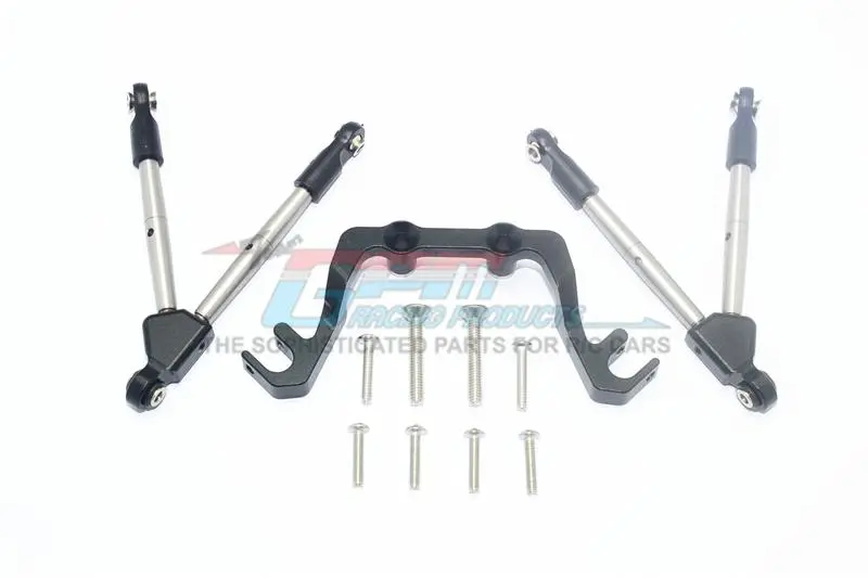 Traxxas Slash 4X4 Low-Cg Version Aluminum Front Tie Rods With Stabilizer For C Hub - 11Pc Set Black 1