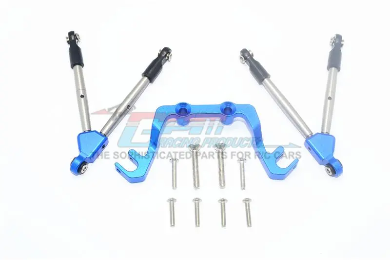 Traxxas Slash 4X4 Low-Cg Version Aluminum Front Tie Rods With Stabilizer For C Hub - 11Pc Set Blue 1